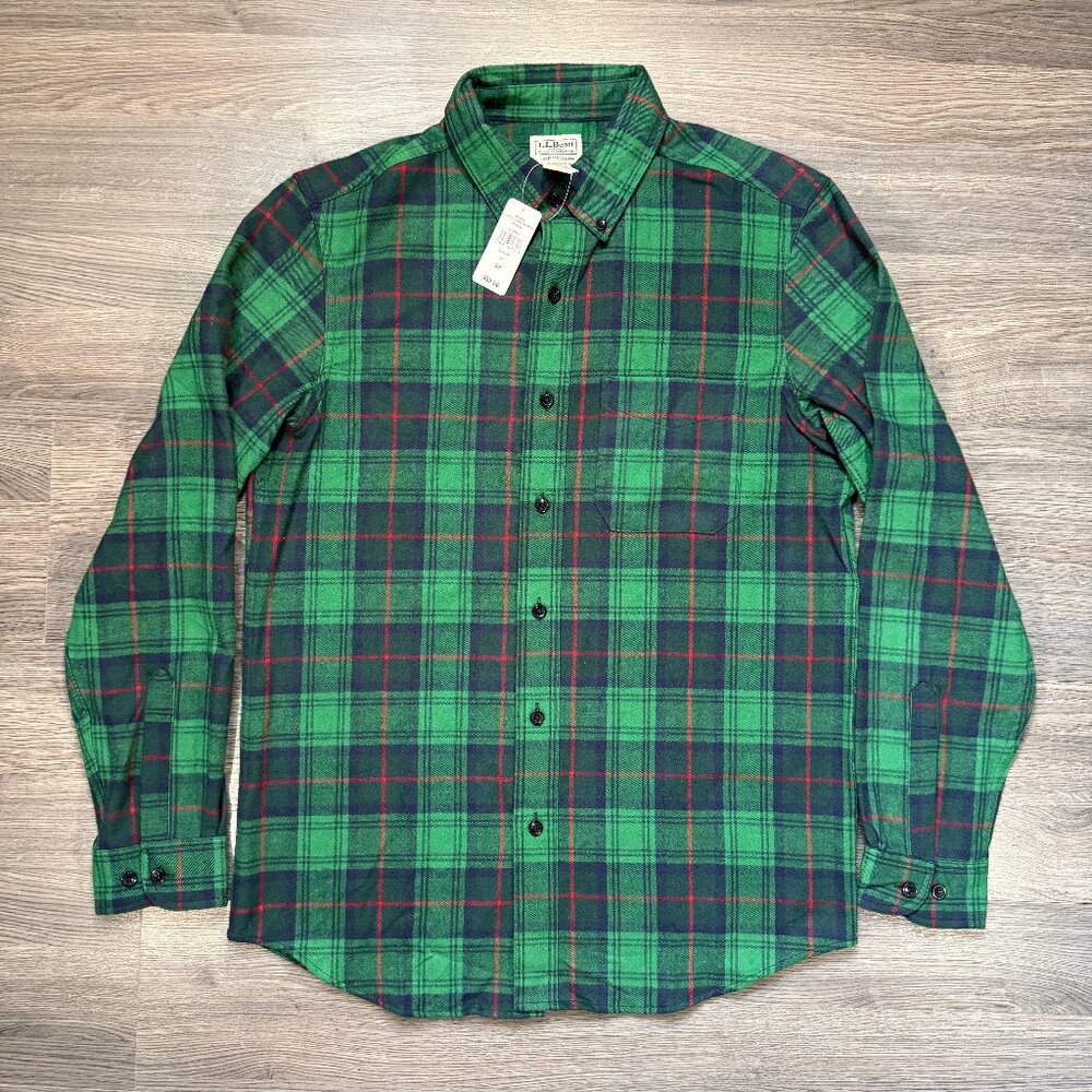 *NWT L.L. Bean Men's Scotch Plaid Flannel Shirt - Green/Red